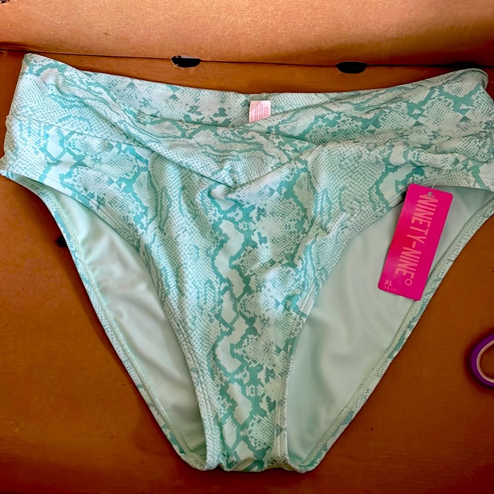 NWT Aqua & light teal snake skin pattern bikini bottom